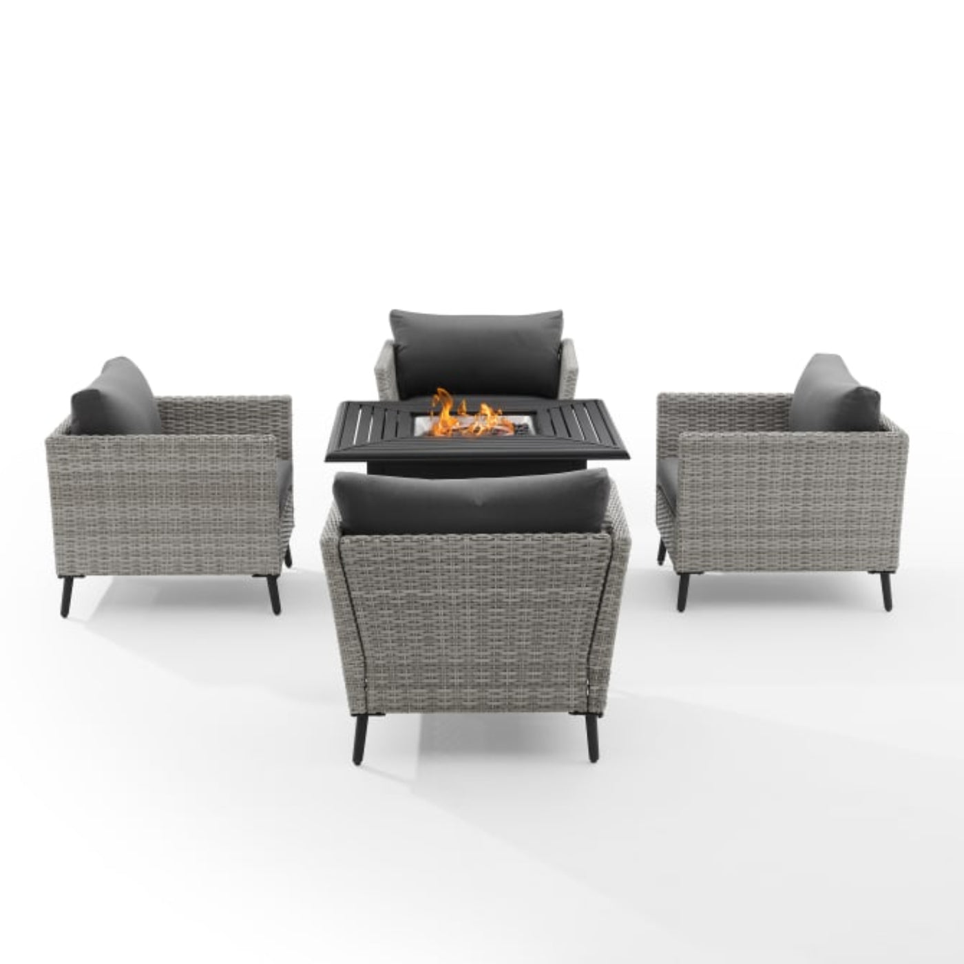 Crosley Richland 5pc Outdoor Wicker Conversation Set W/Fire Table Gray - KO70201GY-BK