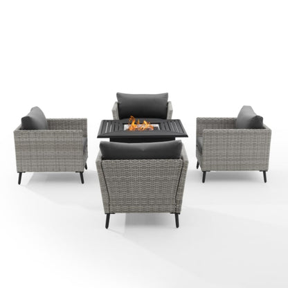 Crosley Richland 5pc Outdoor Wicker Conversation Set W/Fire Table Gray - KO70201GY-BK