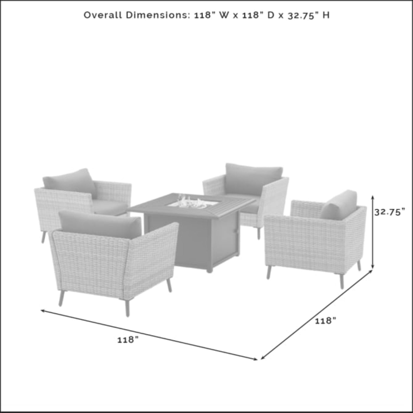 Crosley Richland 5pc Outdoor Wicker Conversation Set W/Fire Table Gray - KO70201GY-BK