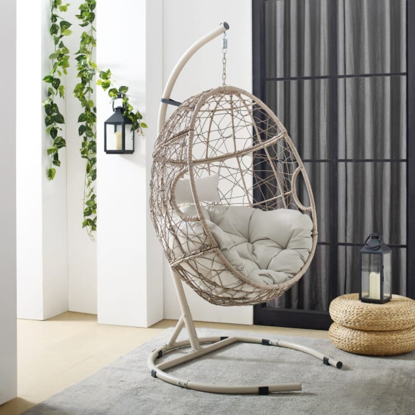 Crosley Cleo Indoor/Outdoor  42 Inch Wicker Hanging Egg Chair Sand - KO70230LB