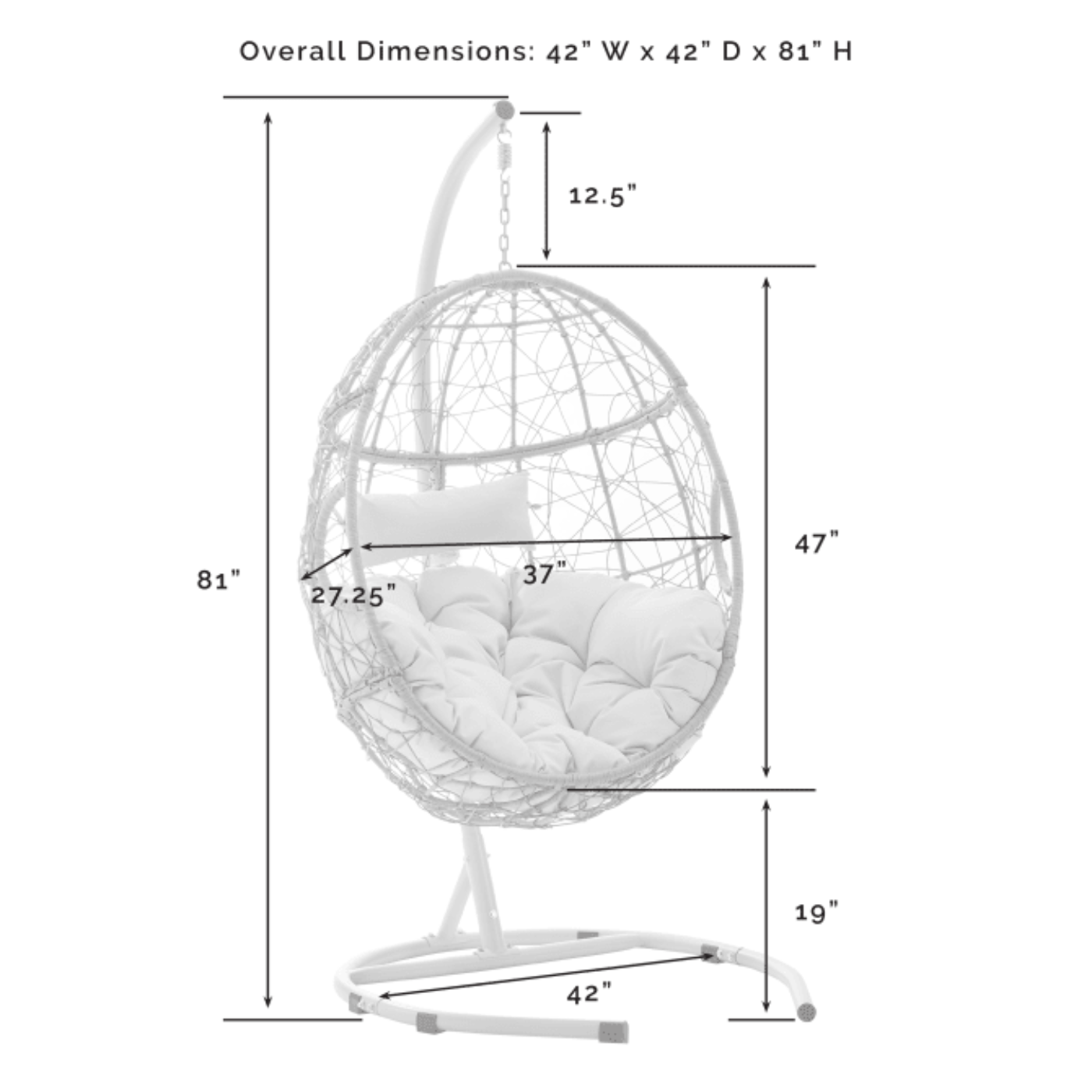 Crosley Cleo Indoor/Outdoor  42 Inch Wicker Hanging Egg Chair Sand - KO70230LB