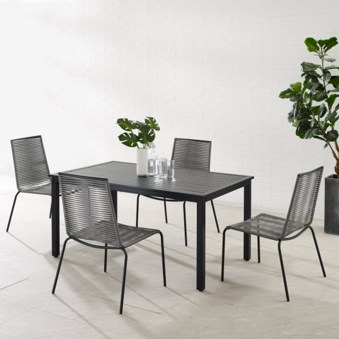 Crosley Fenton 5pc Outdoor Wicker/ Metal Dining Set Gray - KO70282MB-GY