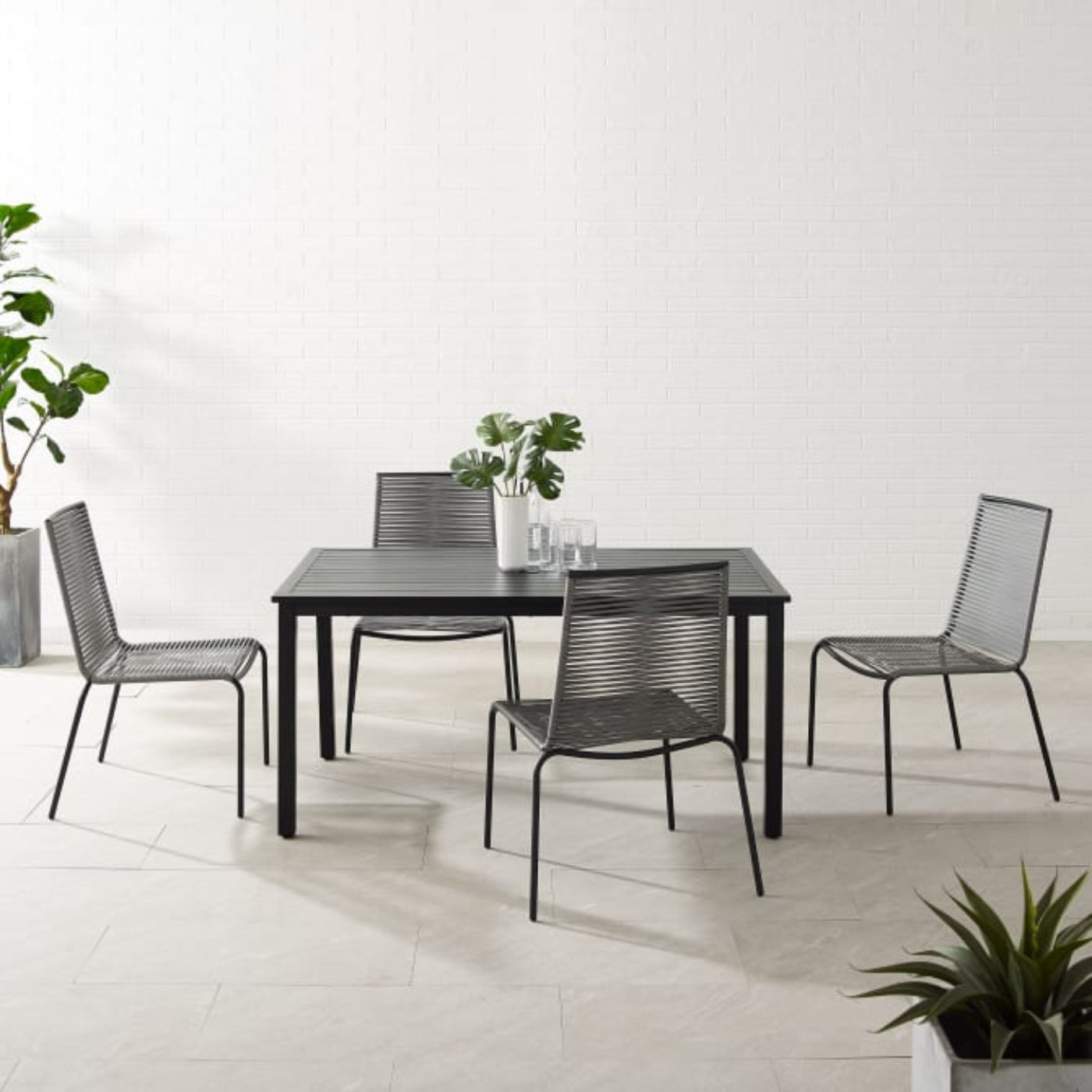 Crosley Fenton 5pc Outdoor Wicker/ Metal Dining Set Gray - KO70282MB-GY