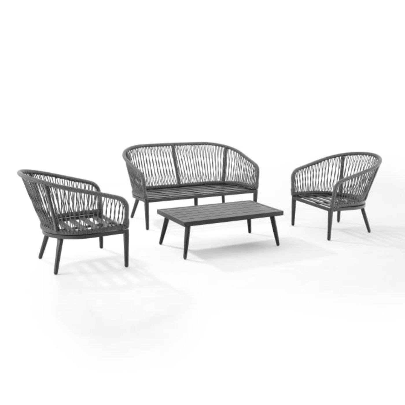 Crosley Dover 4pc Outdoor Rope Conversation Set Charcoal and Matte Black  -KO70310MB-CL