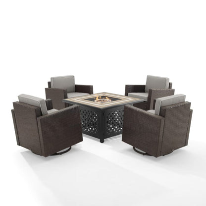 Crosley Palm Harbor 109 Inch 5pc Outdoor Wicker Conversation Set W/Fire Table - KO70600BR