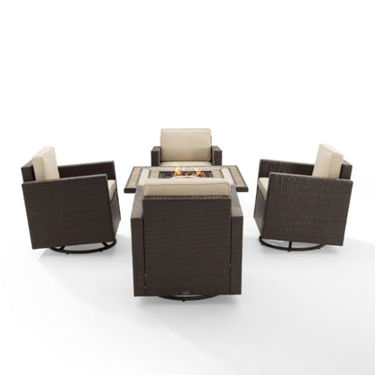 Crosley Palm Harbor 109 Inch 5pc Outdoor Wicker Conversation Set W/Fire Table - KO70600BR