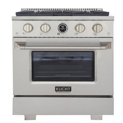 Kucht 30" 4.2 cu. ft. 4 Burner Natural Gas Dual Fuel Range in Stainless Steel with Digital Thermostat - KXP30-SS