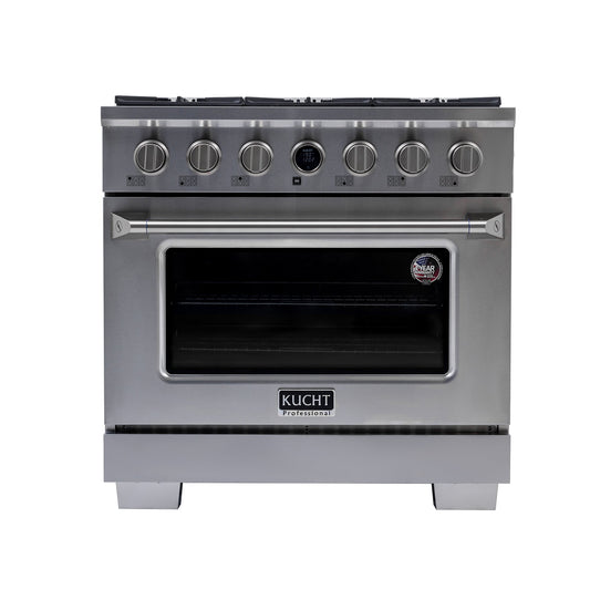 Kucht 36" 5.2 cu. ft. 6 Burner Propane Gas Dual Fuel Range in Stainless Steel with Digital -  Thermostat