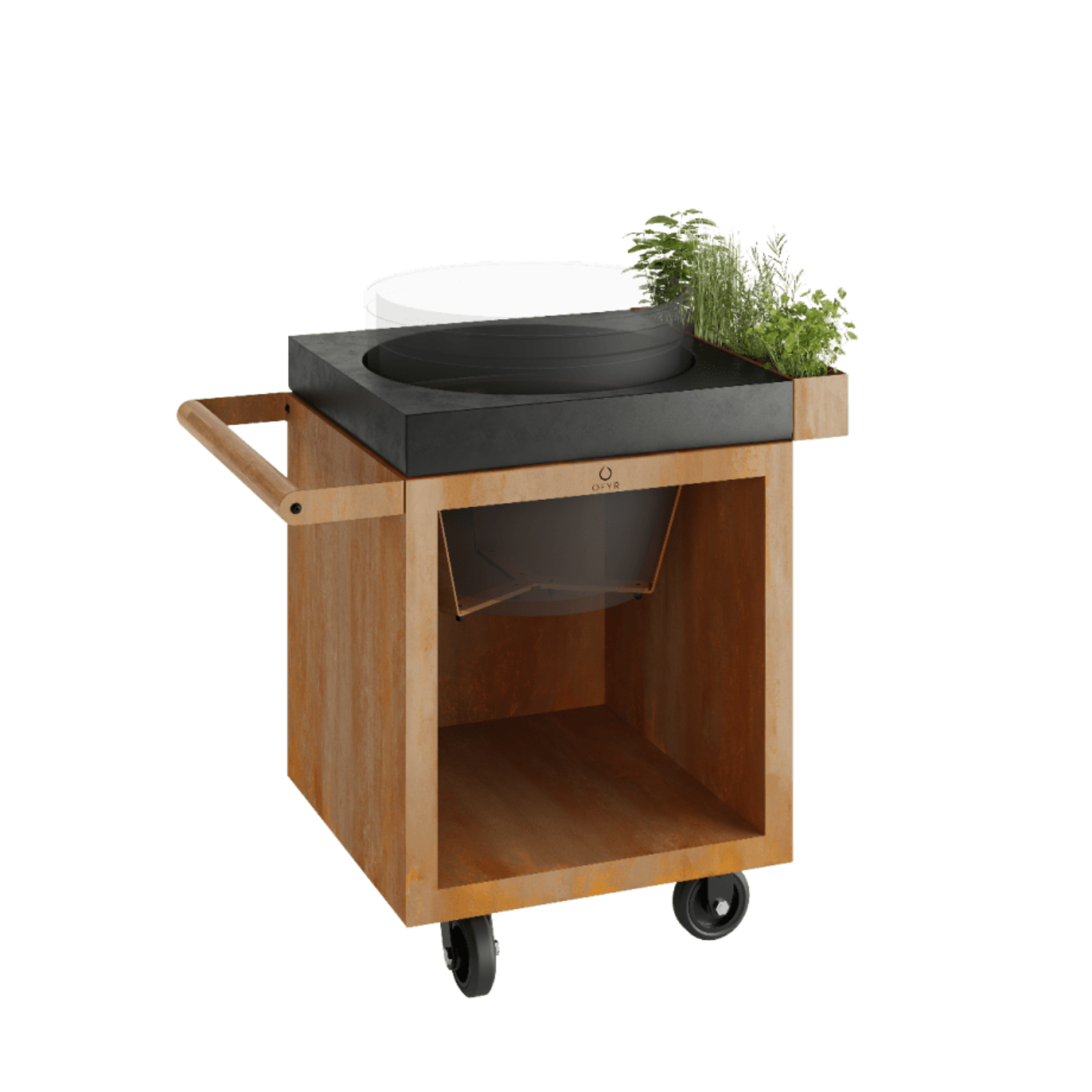 OFYR Kamado Table Corten 65 PRO Concrete BGE - O-K-T-65-PRO-CC-BGE