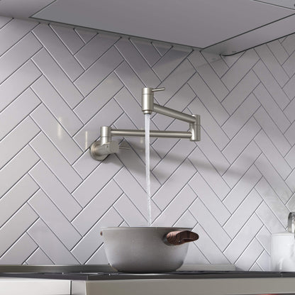 Kibi Circular Kitchen Pot Filler In Brushed Nickel Finish - KPF601BN