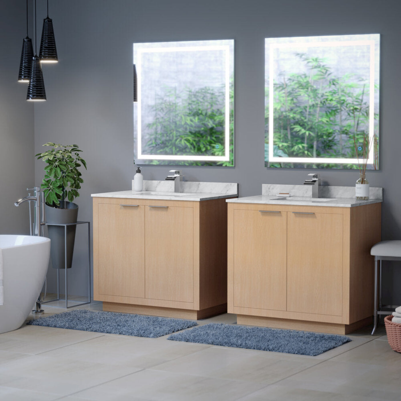 Arpella  Luci 34x36 Inch LED Mirror with Memory Dimmer and Defogger - LEDAM3436