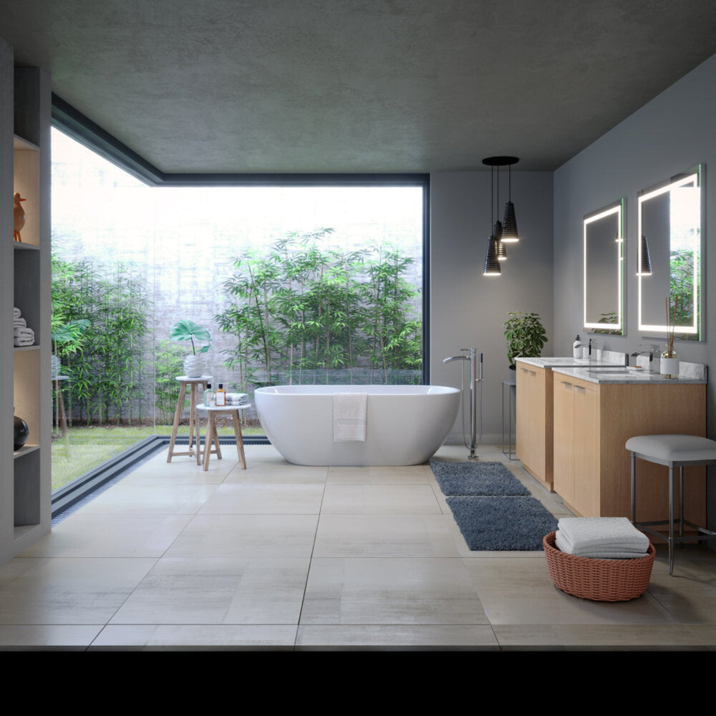 Arpella  Luci 34x36 Inch LED Mirror with Memory Dimmer and Defogger - LEDAM3436