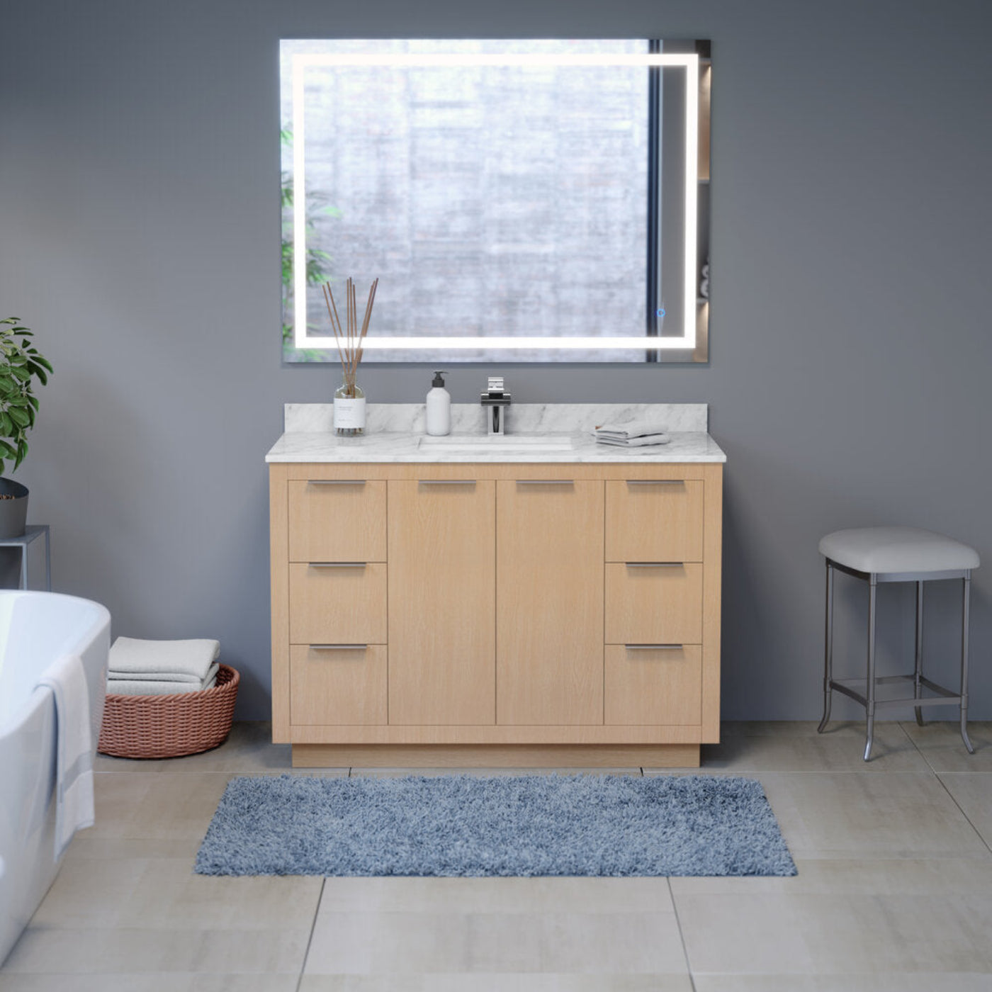 Arpella - Luci 48x36 Inch LED Mirror with Memory Dimmer and Defogger - LEDAM4836