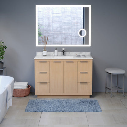 Arpella - Moderna 48x36 inch LED Mirror with built in 3x Magnifying Mirror, Memory Dimmer and Defogger - LEDBM4836