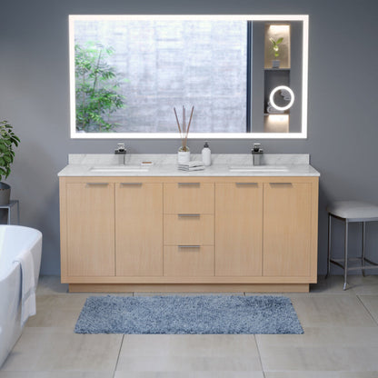 Arpella - Moderna 70x36 inch LED Mirror with built in 3x Magnifying Mirror, Memory Dimmer and Defogger - LEDBM7036