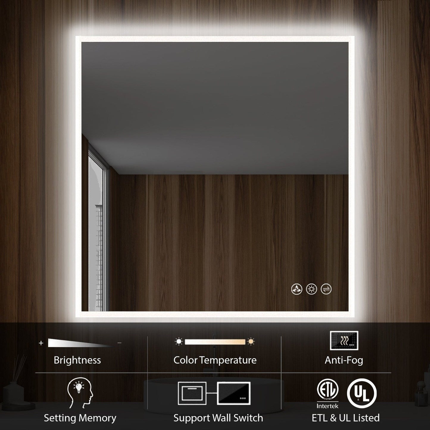 Blossom Beta 36″x36″ LED Mirror with Frosted Sides - LED M2 3636