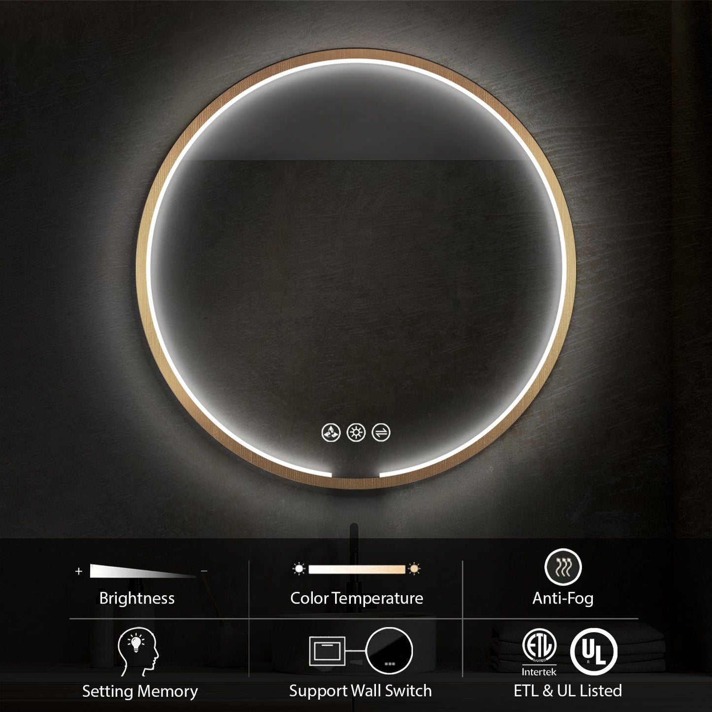 Blossom Oskar 32 Inch Round LED Mirror - LED M7 R32 MB