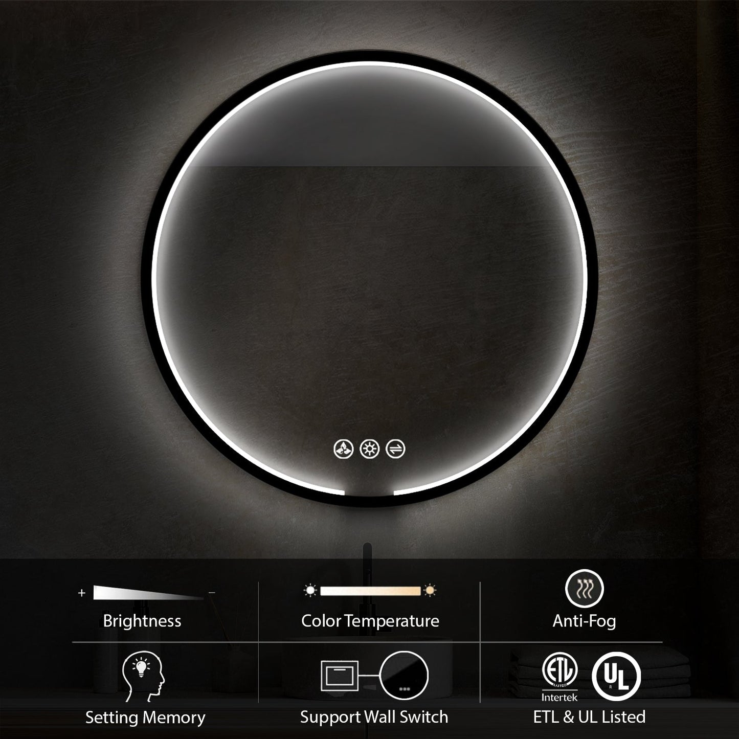 Blossom Oskar 32 Inch Round LED Mirror - LED M7 R32 MB