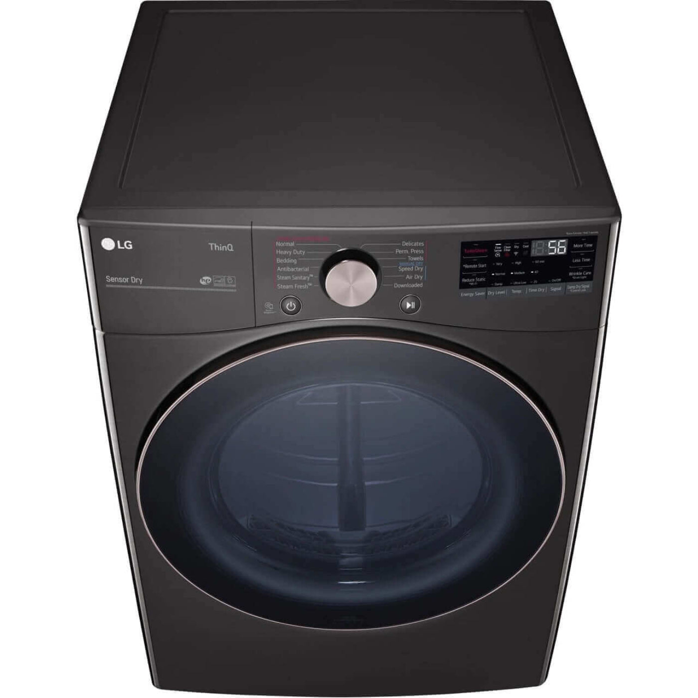 LG 27 In. 7.4-Cu. Ft. Front Load Electric Dryer with TurboSteam and Built-In Intelligence in Black Steel (DLEX4000B)