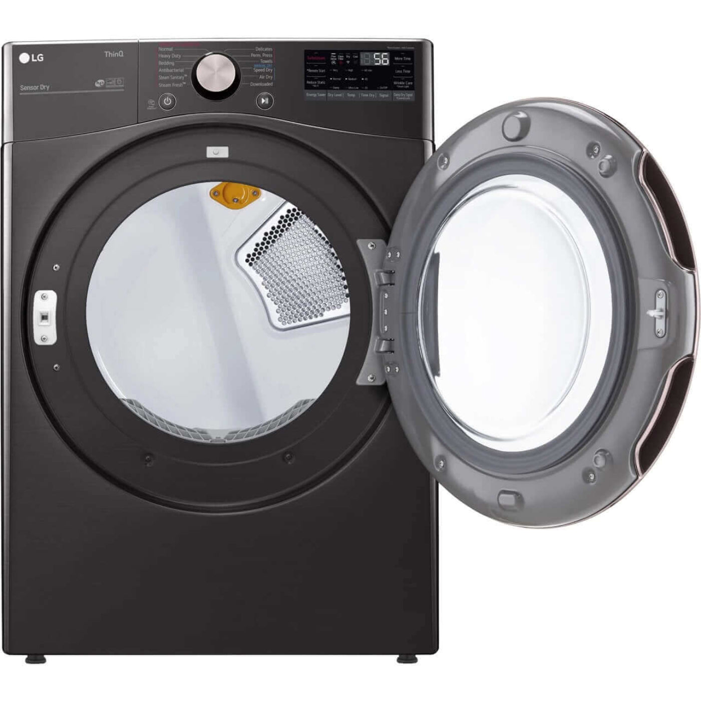 LG 27 In. 7.4-Cu. Ft. Front Load Electric Dryer with TurboSteam and Built-In Intelligence in Black Steel (DLEX4000B)