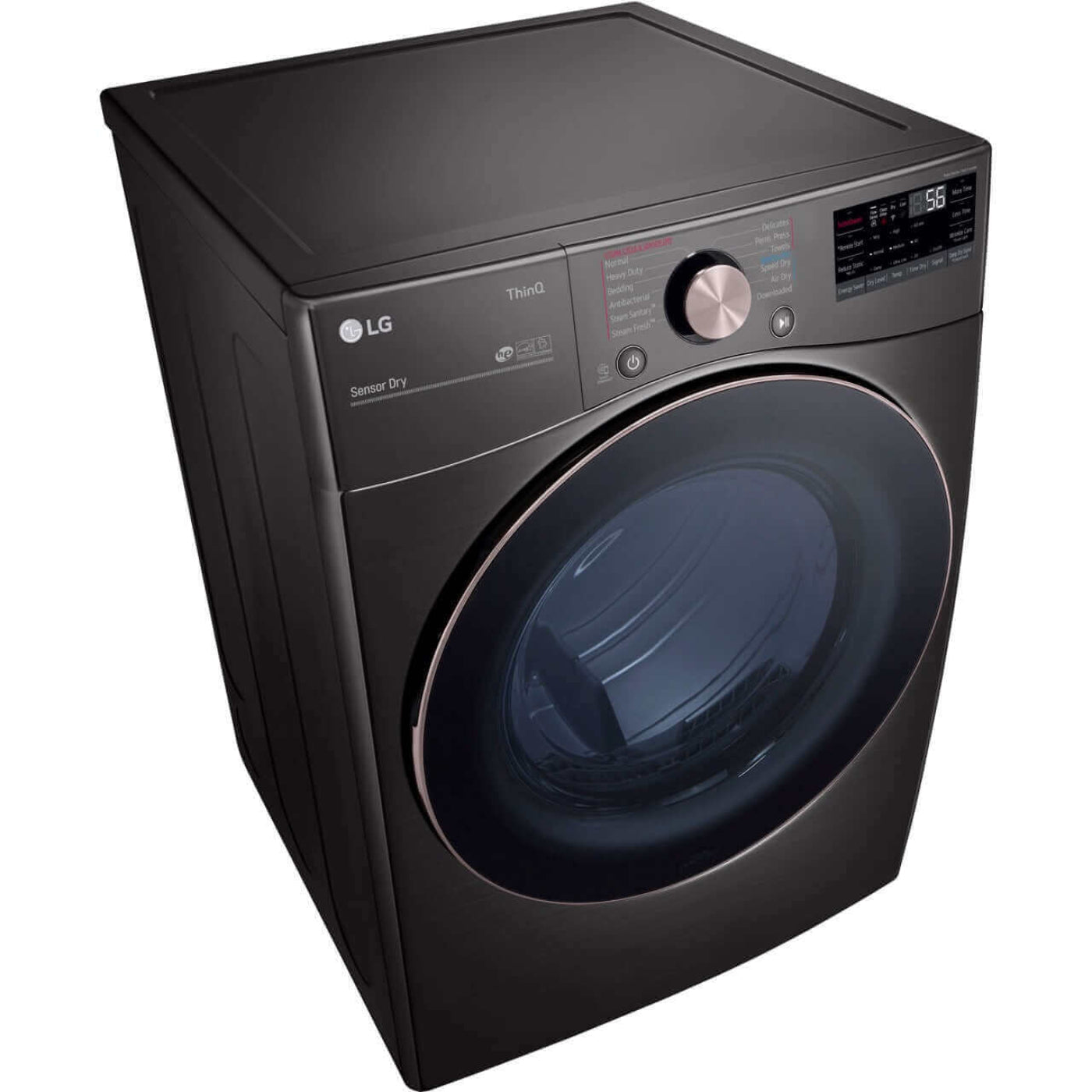 LG 27 In. 7.4-Cu. Ft. Front Load Electric Dryer with TurboSteam and Built-In Intelligence in Black Steel (DLEX4000B)