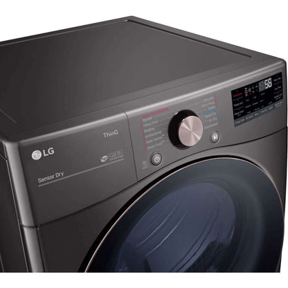 LG 27 In. 7.4-Cu. Ft. Front Load Electric Dryer with TurboSteam and Built-In Intelligence in Black Steel (DLEX4000B)