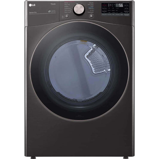 LG 27 In. 7.4-Cu. Ft. Front Load Electric Dryer with TurboSteam and Built-In Intelligence in Black Steel (DLEX4000B)