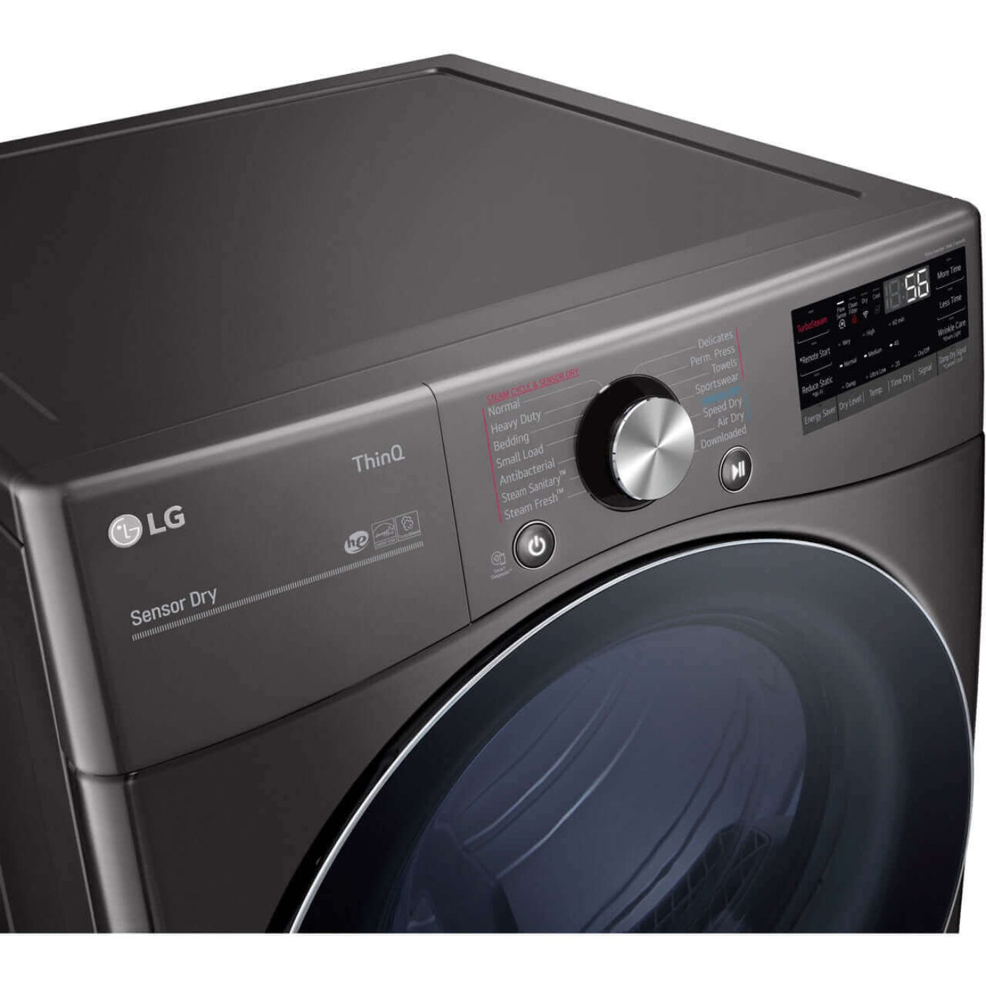 LG 27 In. 7.4-Cu. Ft. Front Load Electric Dryer with TurboSteam and Built-In Intelligence in Black Steel (DLEX4200B)