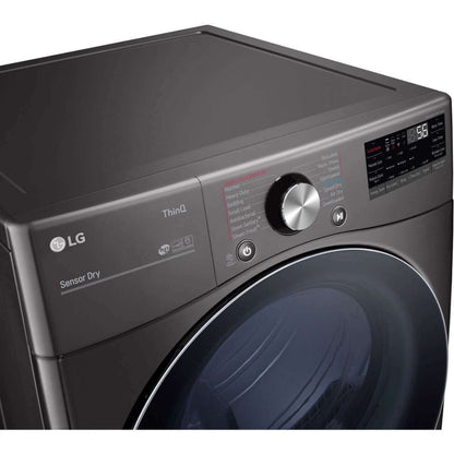 LG 27 In. 7.4-Cu. Ft. Front Load Electric Dryer with TurboSteam and Built-In Intelligence in Black Steel (DLEX4200B)