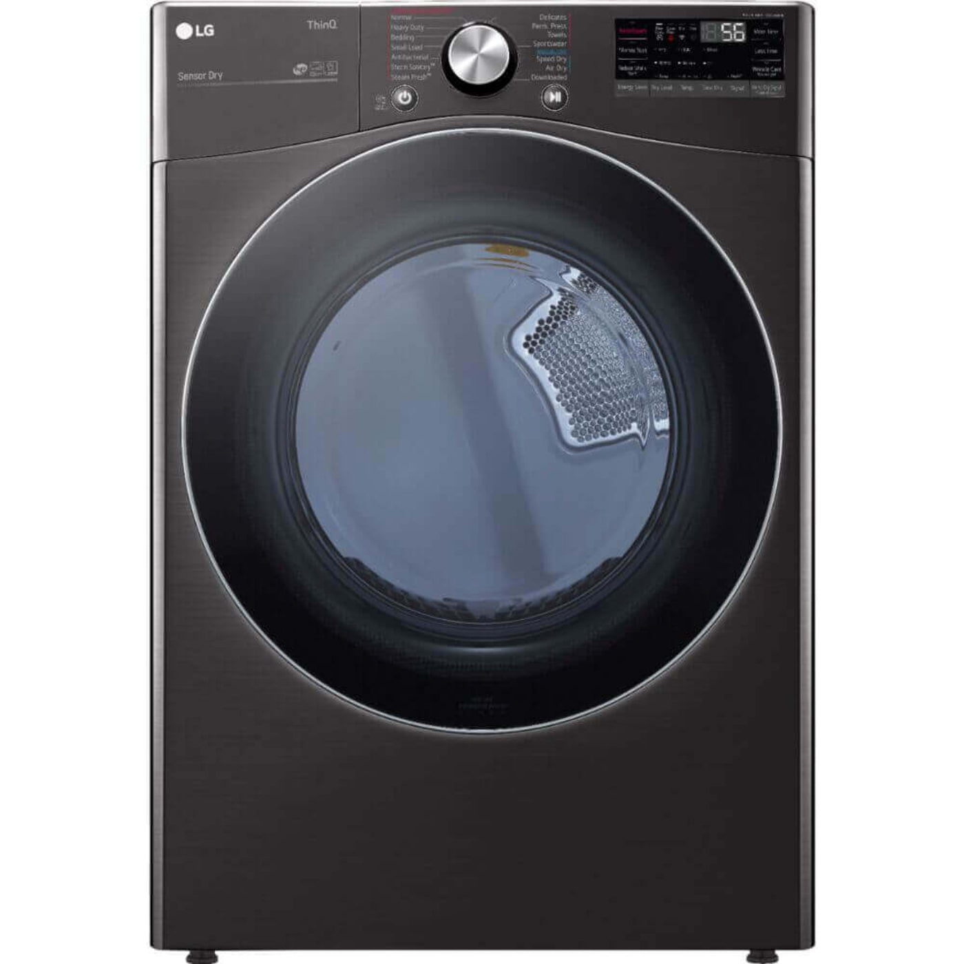 LG 27 In. 7.4-Cu. Ft. Front Load Electric Dryer with TurboSteam and Built-In Intelligence in Black Steel (DLEX4200B)