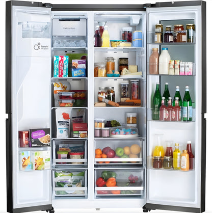 LG 36 in. Side-by-Side InstaView Refrigerator with Craft Ice in Black Stainless 27 Cu. Ft. (LRSOS2706D)