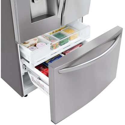 LG 36 in. Wi-Fi Enabled 3-Door French Door Refrigerator in Stainless Steel 22 Cu. Ft. (LFXS26973S)