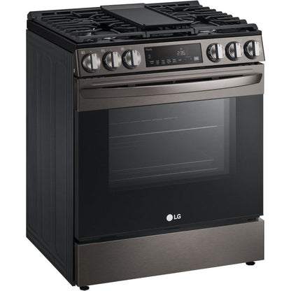LG 30 in. 5.8 Cu Ft. Smart Wi-Fi Enabled Fan Convection Gas Slide-in Range with Air Fry & EasyClean (LSGL5833D)