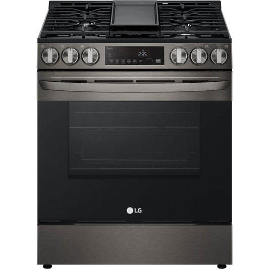 LG 30 in. 5.8 Cu Ft. Smart Wi-Fi Enabled Fan Convection Gas Slide-in Range with Air Fry & EasyClean (LSGL5833D)