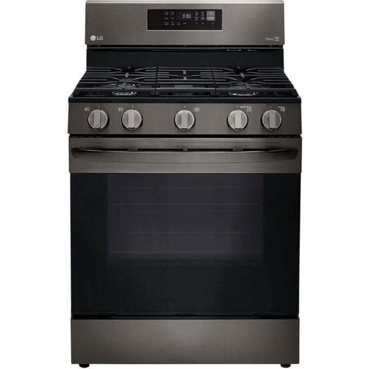 LG 30 in. 5.8-Cu. Ft. Gas Convection Smart Range with AirFry, Black Stainless Steel (LRGL5823D)