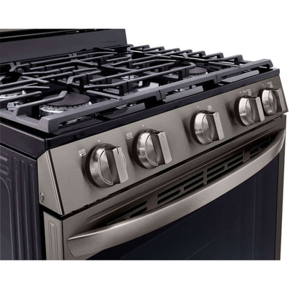 LG 30 in. 5.8-Cu. Ft. Gas Convection Smart Range with AirFry and InstaView, Black Stainless Steel (LRGL5825D)