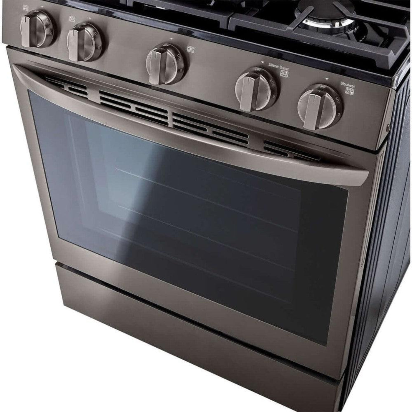 LG 30 in. 5.8-Cu. Ft. Gas Convection Smart Range with AirFry and InstaView, Black Stainless Steel (LRGL5825D)