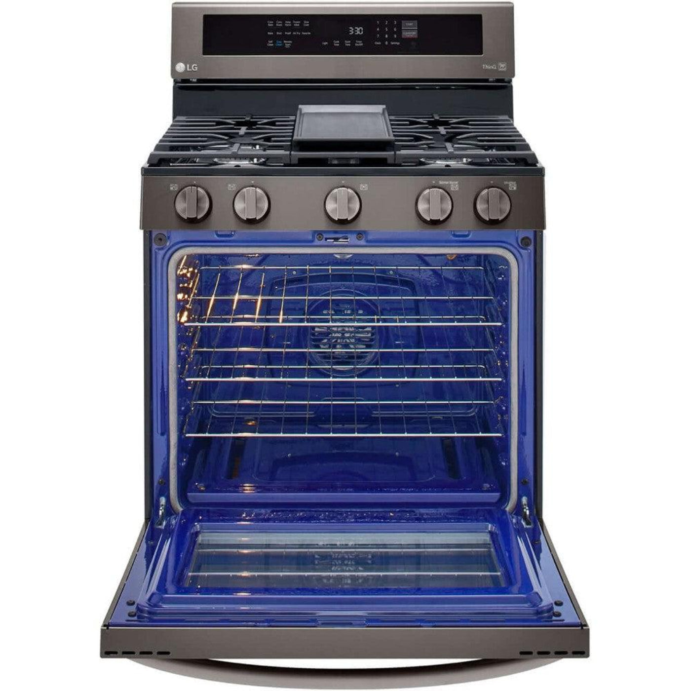 LG 30 in. 5.8-Cu. Ft. Gas Convection Smart Range with AirFry and InstaView, Black Stainless Steel (LRGL5825D)