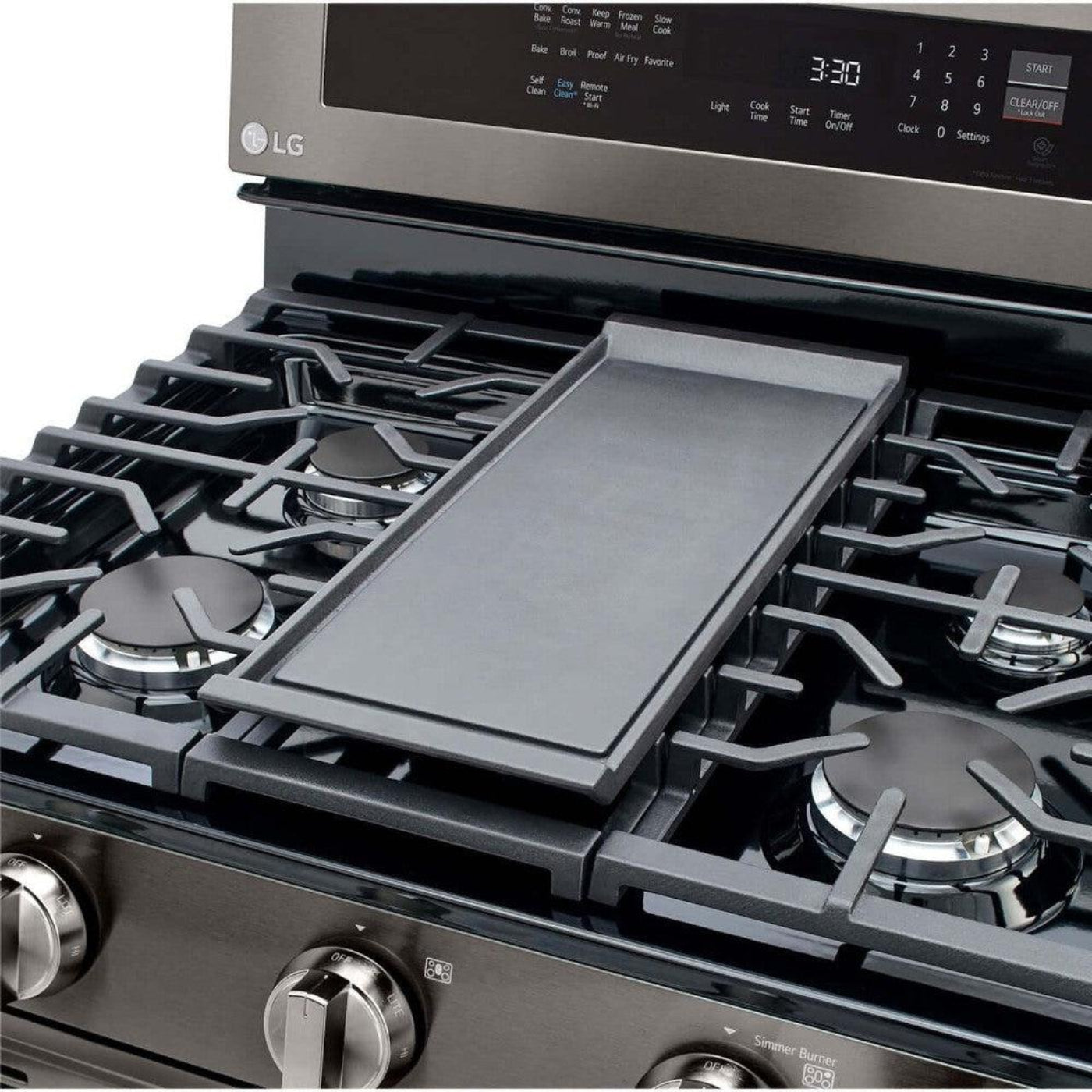 LG 30 in. 5.8-Cu. Ft. Gas Convection Smart Range with AirFry and InstaView, Black Stainless Steel (LRGL5825D)