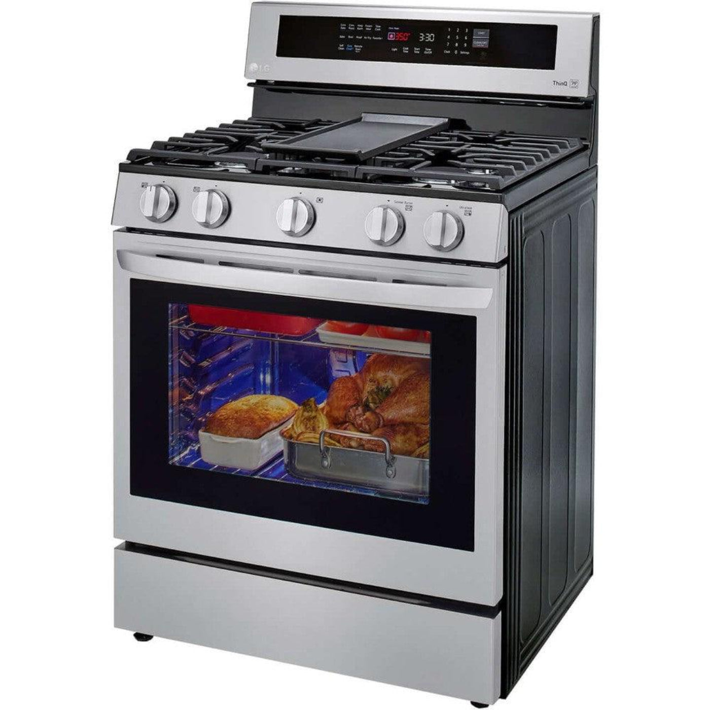 LG 30 in. 5.8-Cu. Ft. Gas Convection Smart Range with AirFry and InstaView, Stainless Steel (LRGL5825F)