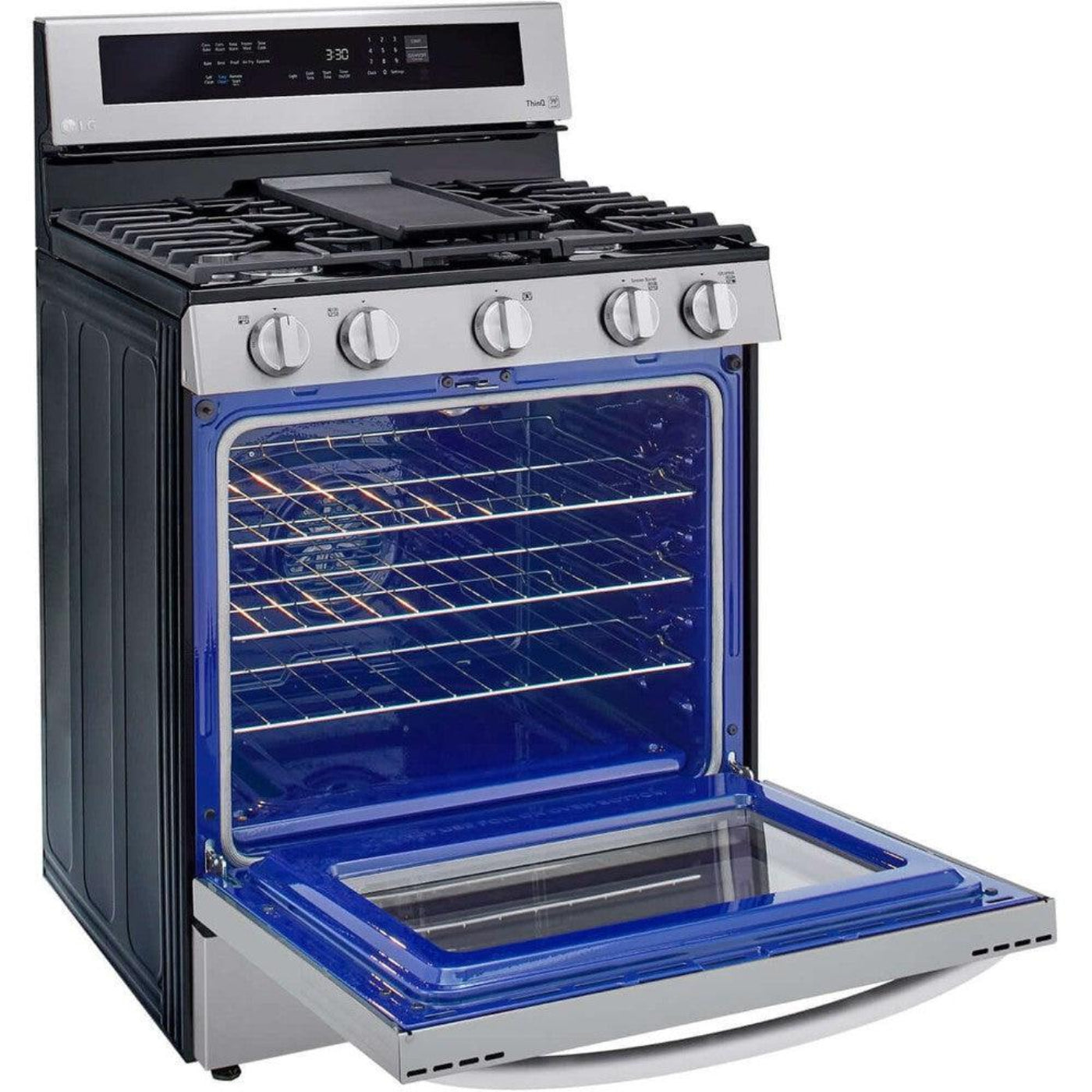 LG 30 in. 5.8-Cu. Ft. Gas Convection Smart Range with AirFry and InstaView, Stainless Steel (LRGL5825F)