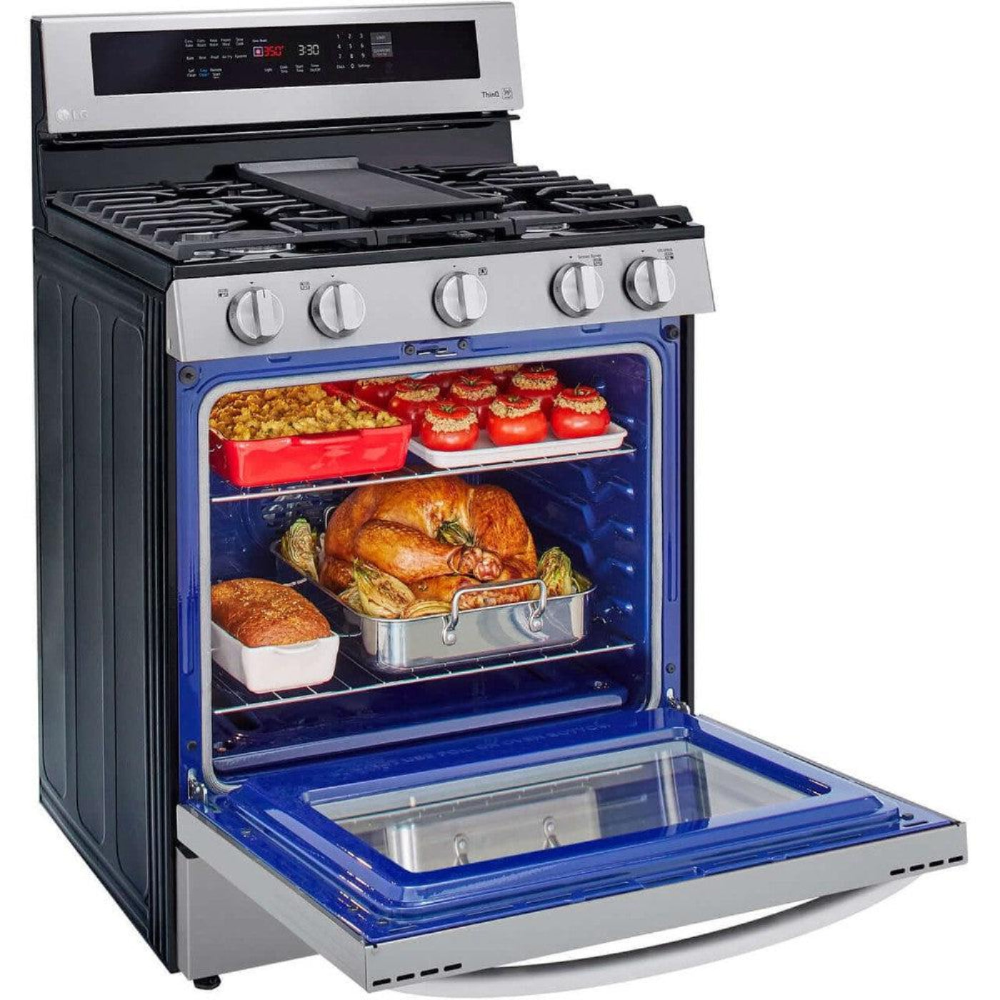 LG 30 in. 5.8-Cu. Ft. Gas Convection Smart Range with AirFry and InstaView, Stainless Steel (LRGL5825F)