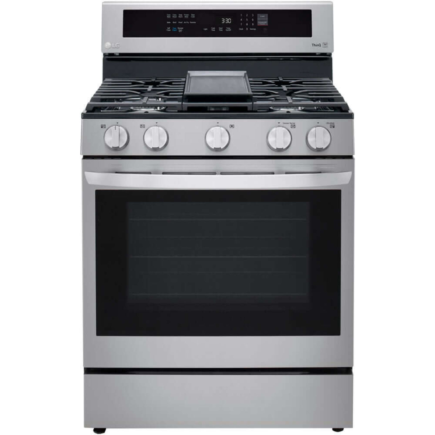 LG 30 in. 5.8-Cu. Ft. Gas Convection Smart Range with AirFry and InstaView, Stainless Steel (LRGL5825F)