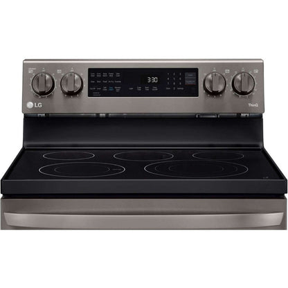 LG 30 in. 6.3-Cu. Ft. Electric Smart Range with InstaView and AirFry, Black Stainless Steel (LREL6325D)