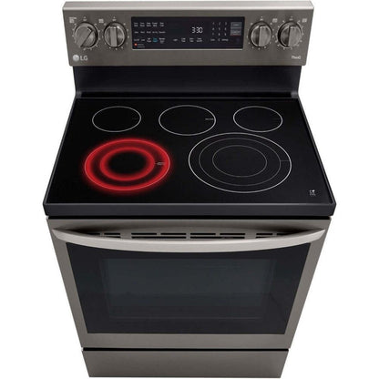 LG 30 in. 6.3-Cu. Ft. Electric Smart Range with InstaView and AirFry, Black Stainless Steel (LREL6325D)
