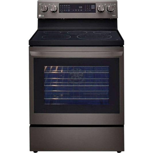 LG 30 in. 6.3-Cu. Ft. Electric Smart Range with InstaView and AirFry, Black Stainless Steel (LREL6325D)