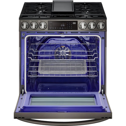 LG 30 in. 6.3-Cu. Ft. Smart Wi-Fi Enabled ProBake Convection InstaView Gas Slide-in Range with Air Fry, Black Stainless Steel (LSGL6335D)