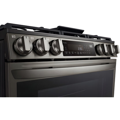 LG 30 in. 6.3-Cu. Ft. Smart Wi-Fi Enabled ProBake Convection InstaView Gas Slide-in Range with Air Fry, Black Stainless Steel (LSGL6335D)