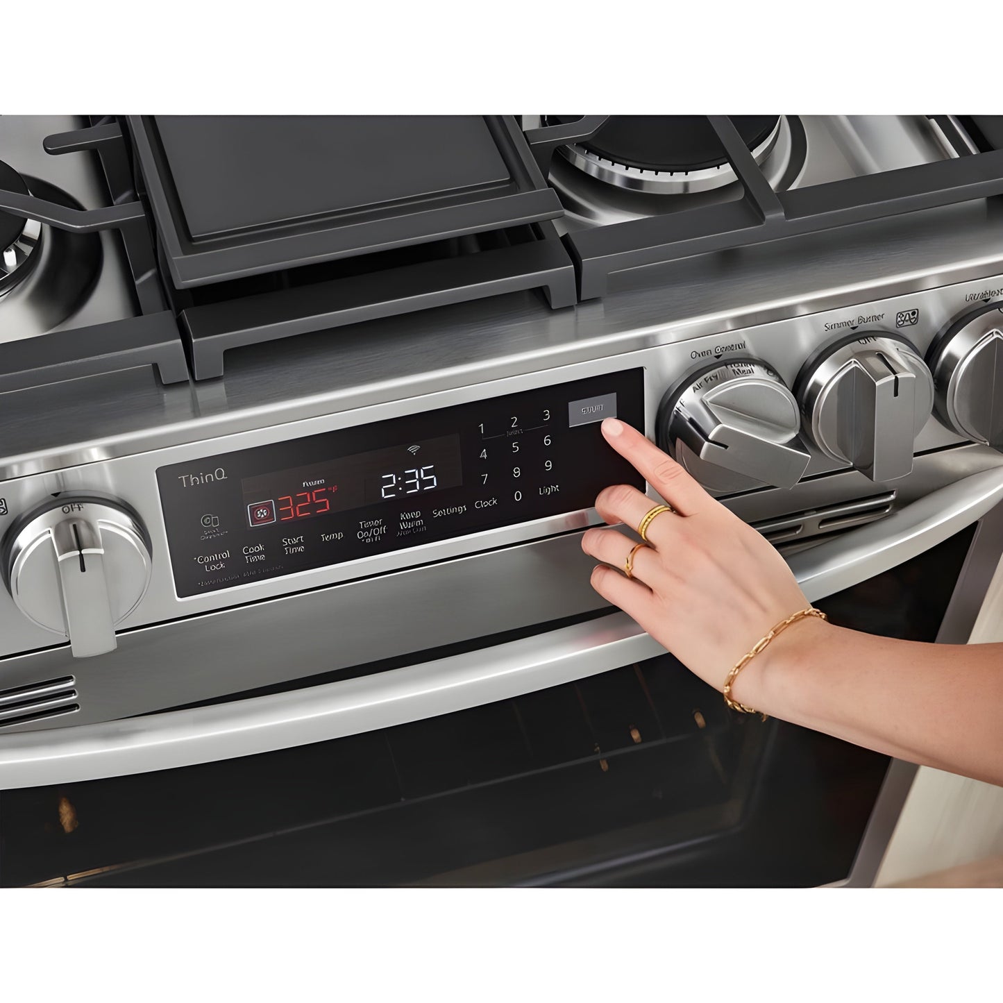 LG 30 in. 6.3-Cu. Ft. Smart Wi-Fi Enabled ProBake Convection InstaView Gas Slide-in Range with Air Fry, Stainless Steel (LSGL6335F)