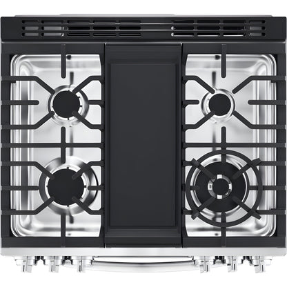 LG 30 in. 6.3-Cu. Ft. Smart Wi-Fi Enabled ProBake Convection InstaView Gas Slide-in Range with Air Fry, Stainless Steel (LSGL6337F)